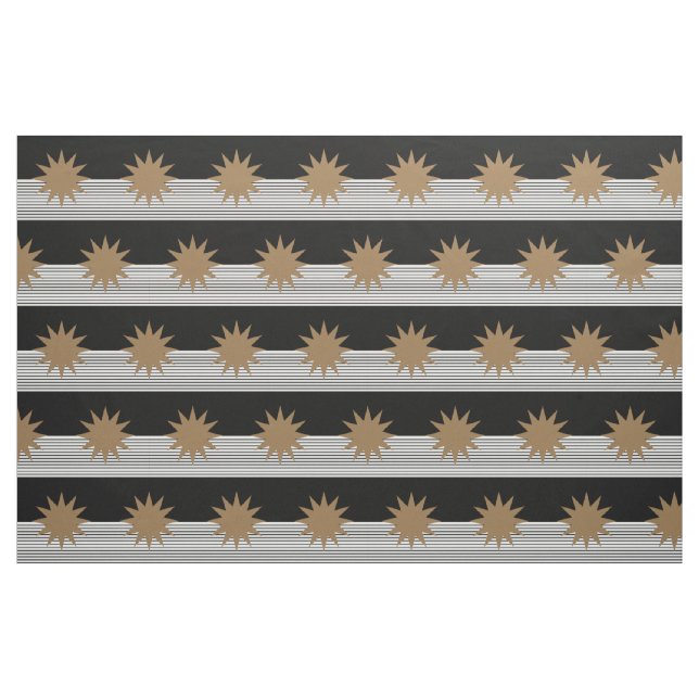 Black White Colorblock & Brown Sun Fabric (Fat Quarter)