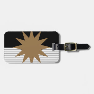Black White Colorblock & Brown Sun Luggage Tag