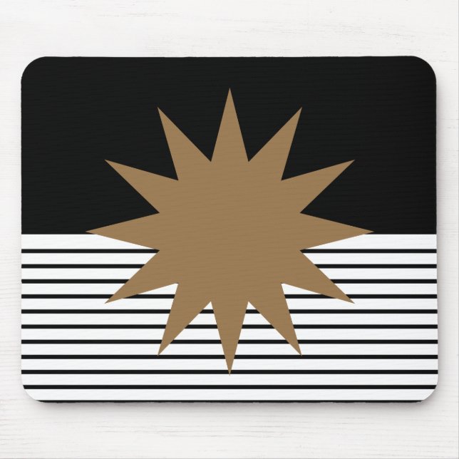 Black White Colorblock & Brown Sun Mouse Pad (Front)