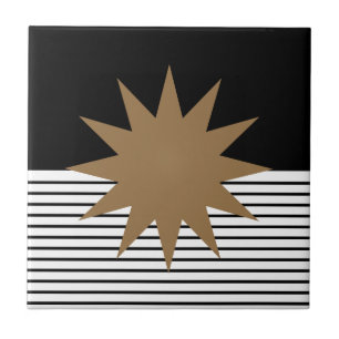 Black White Colorblock & Brown Sun Tile