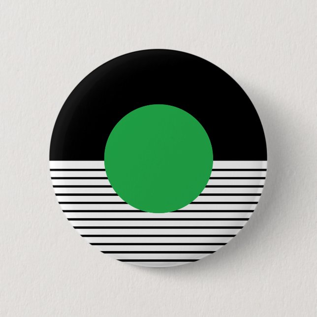 Black White Colorblock & Green Circle 6 Cm Round Badge (Front)