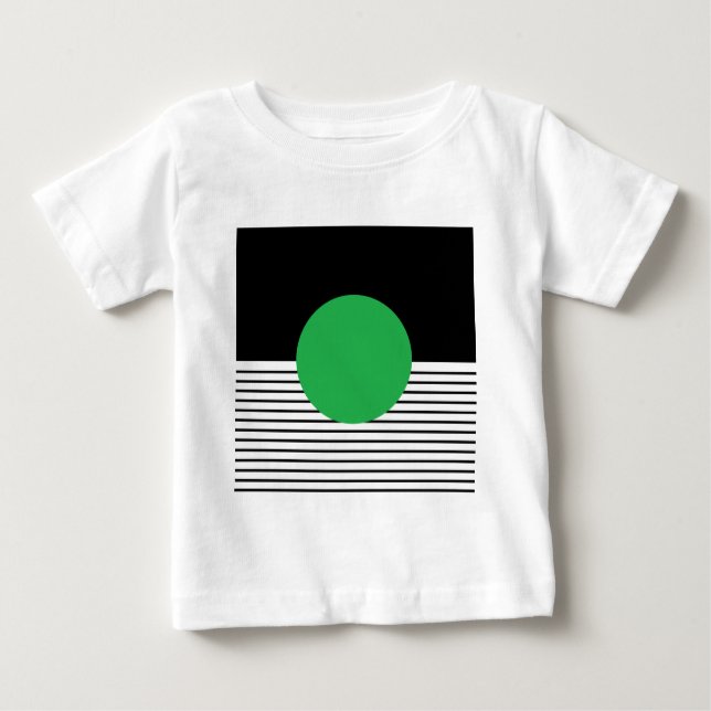 Black White Colorblock & Green Circle Baby T-Shirt (Front)