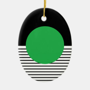 Black White Colorblock & Green Circle Ceramic Tree Decoration