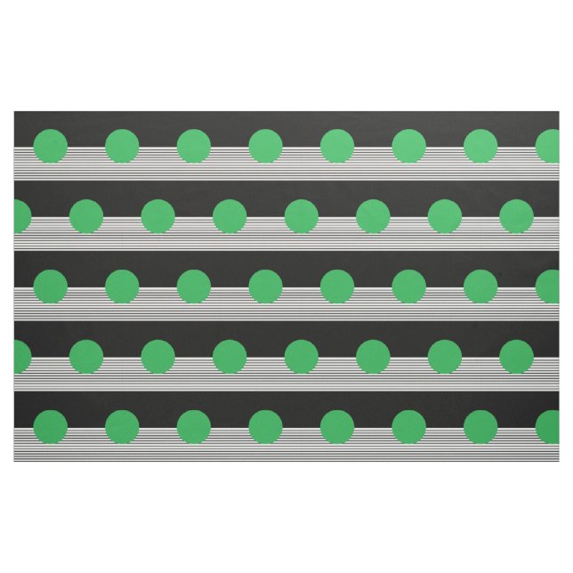 Black White Colorblock & Green Circle Fabric (Fat Quarter)