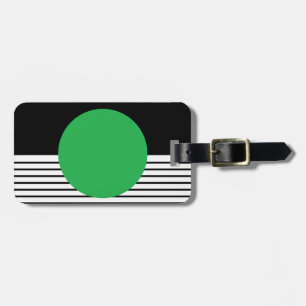 Black White Colorblock & Green Circle Luggage Tag
