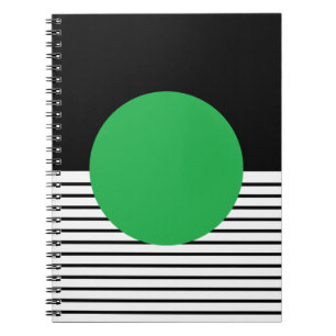 Black White Colorblock & Green Circle Notebook