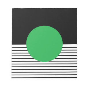 Black White Colorblock & Green Circle Notepad