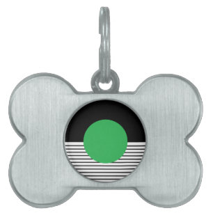 Black White Colorblock & Green Circle Pet ID Tag