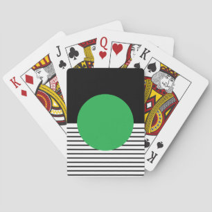 Black White Colorblock & Green Circle Playing Cards