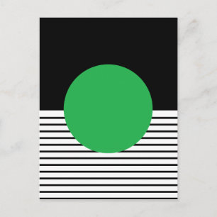 Black White Colorblock & Green Circle Postcard