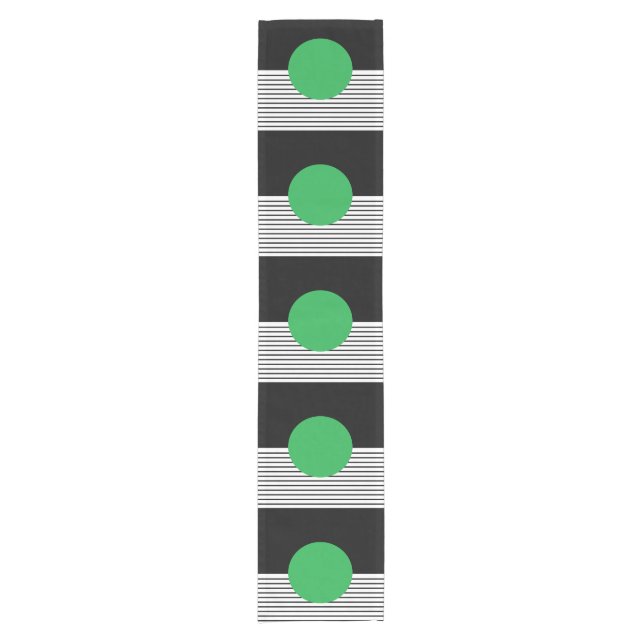 Black White Colorblock & Green Circle Short Table Runner (Front)