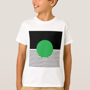 Black White Colorblock & Green Circle T-Shirt