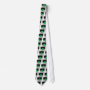 Black White Colorblock & Green Circle Tie