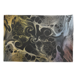 BLACK WHITE COLORFUL SWIRLING WAVY PILLOWCASE