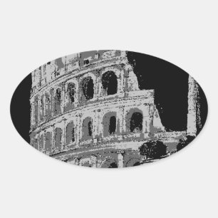 Black & White Colosseum Oval Sticker