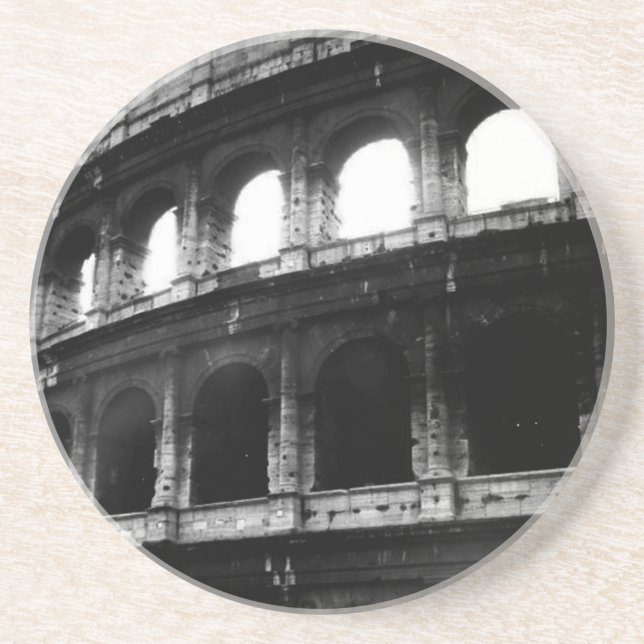 Black White Colosseum Roman Empire Coaster (Front)