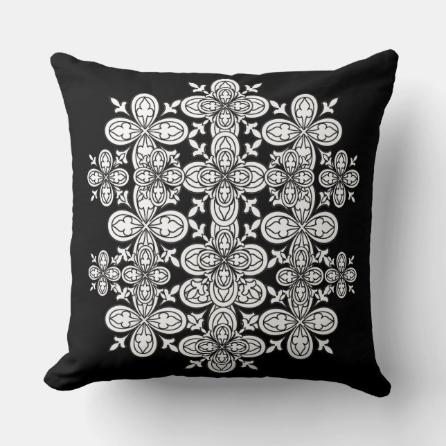 Black & White Colour Me Abstract Petals Pillow 2 (Front)