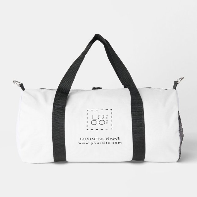 Black White Company Custom Square Business Logo Duffle Bag (Front)