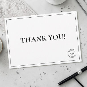 Black White Company Logo Custom Simple Thank You Card