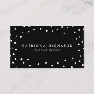Black & White Confetti Dots Modern Business Card