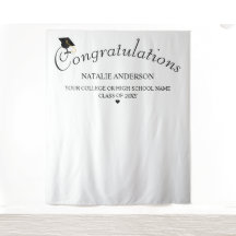 Black & White Congratulations Graduation Backdrop