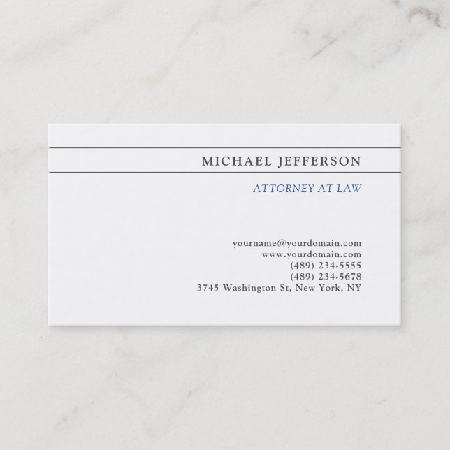 Black White Consultant Attorney at Law Profession Business Card (Front)