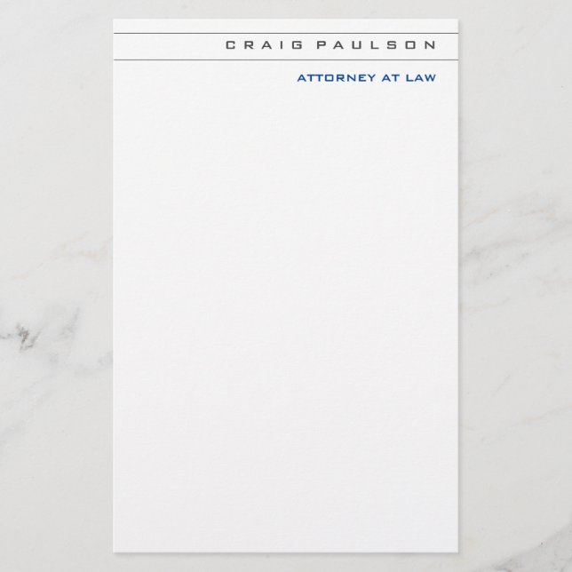 Black White Consultant Attorney at Law Profession Stationery (Front)