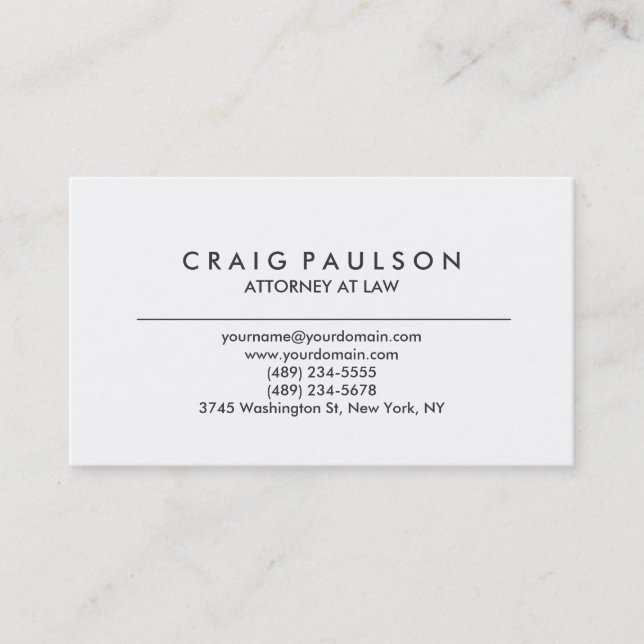 Black White Consultant Attorney Business Card (Front)