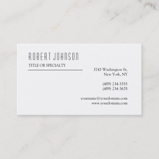 Black White Consultant Business Card (Front)