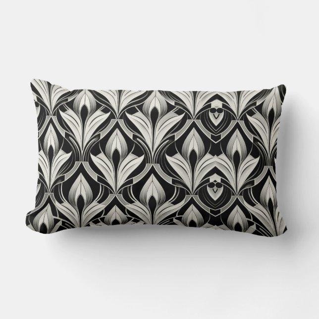 Black & White Contrast Catton Lumbar Cushion (Front)