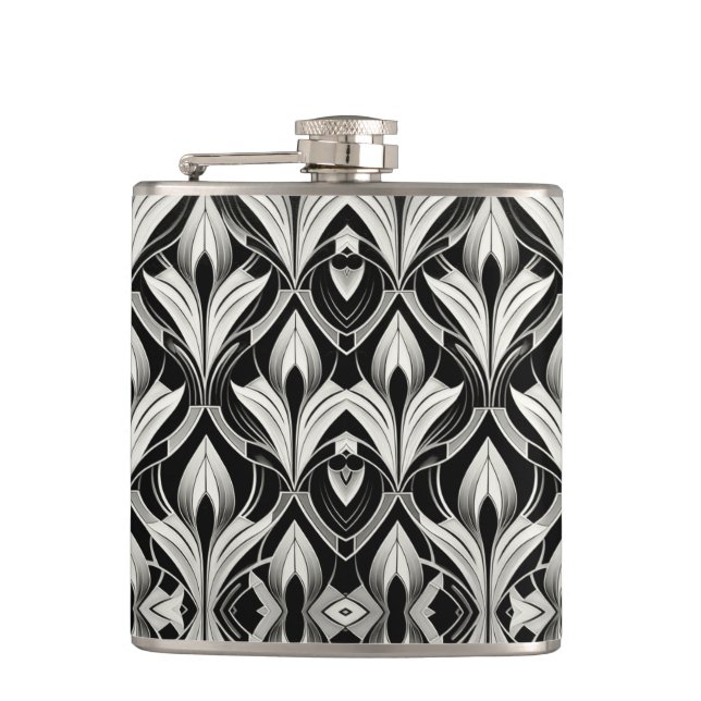 Black & White Contrast Hip Flask (Front)