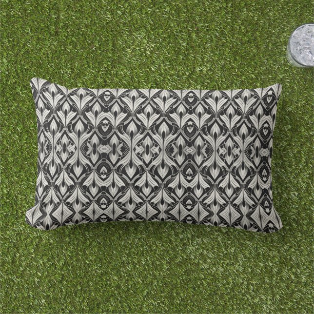 Black & White Contrast  Lumbar Cushion (Grass)