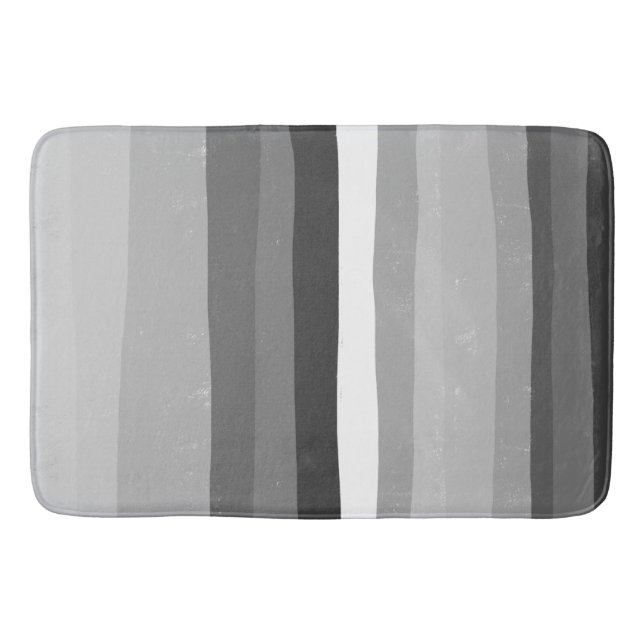 Black & White Cool & Fun Stripes Bath Mat (Front)