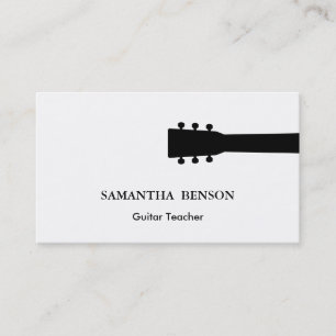 Black & White Cool & Modern Guitar Teacher Music Business Card