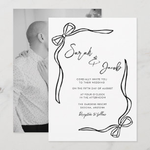 Black & White Coquette Photo Wedding Invitation