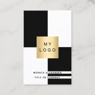 Black white corporate logo QR code professional Business Card