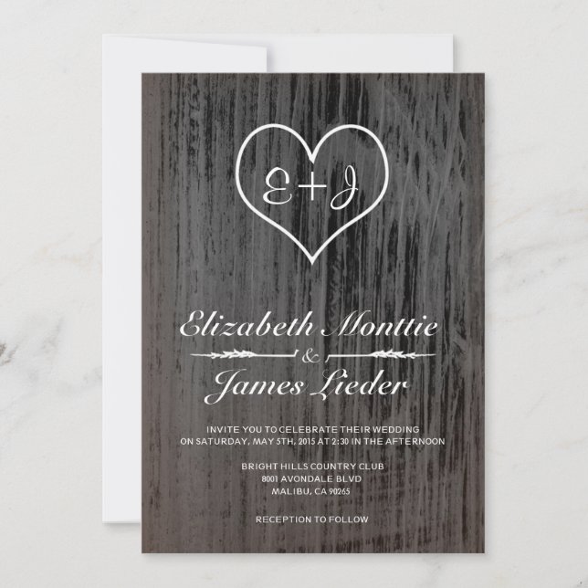 Black & White Country Wedding Invitations (Front)