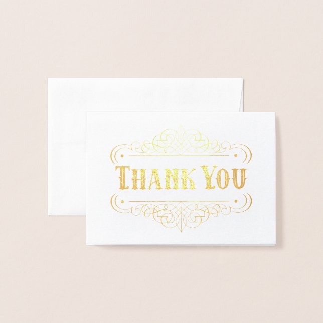 Black & White Country Western Thank You  Foil Card (Front With Envelope)