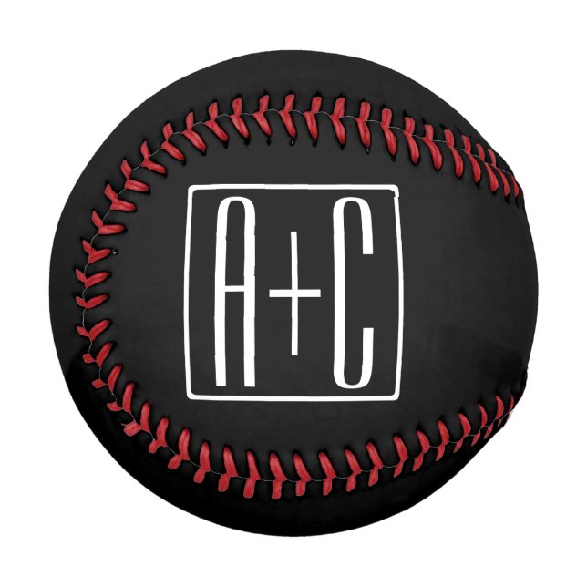 Black & White | Couples Initials Baseball (Front Left)