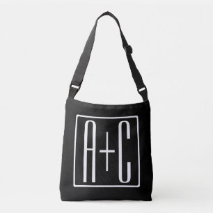 Black & White   Couples Initials Crossbody Bag