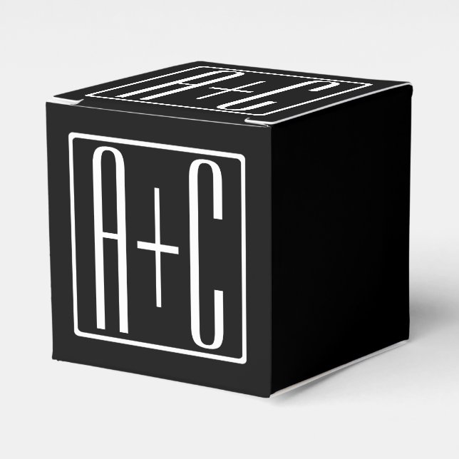 Black & White | Couples Initials Favour Box (Front Side)