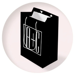 Black & White Couples Initials Medium Gift Bag