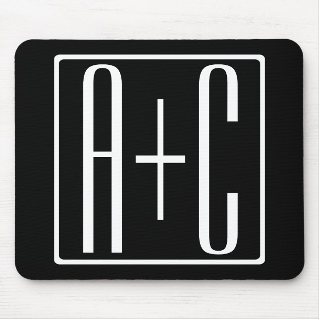 Black & White | Couples Initials Mouse Pad (Front)