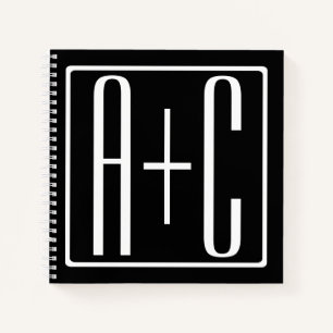 Black & White   Couples Initials Notebook