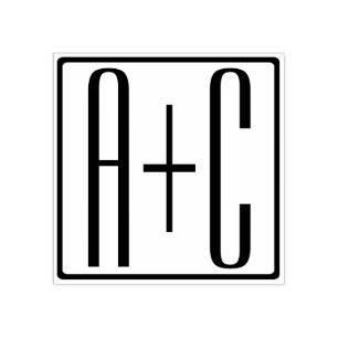 Black & White   Couples Initials Rubber Stamp