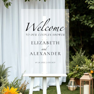 Black & White Couples Shower Acrylic Welcome Sign