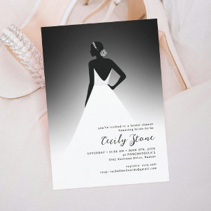 Black & White Couture Wedding Dress Bridal Shower Invitation