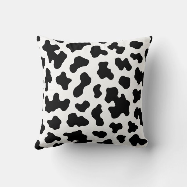 Black & White Cow Cowhide Print Cushion (Back)