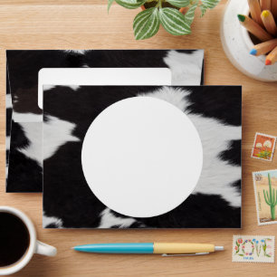 Black White cow envelope round