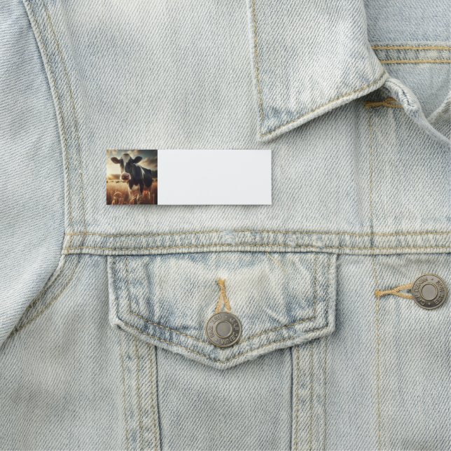 Black White Cow Farm Animal Art Name Tag (In Situ)